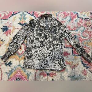 Express Printed Button Up Shirt Charcoal Small